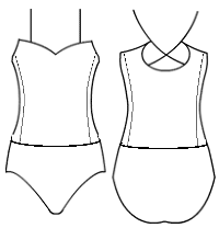 Low bodice sweetheart spider back with side panels